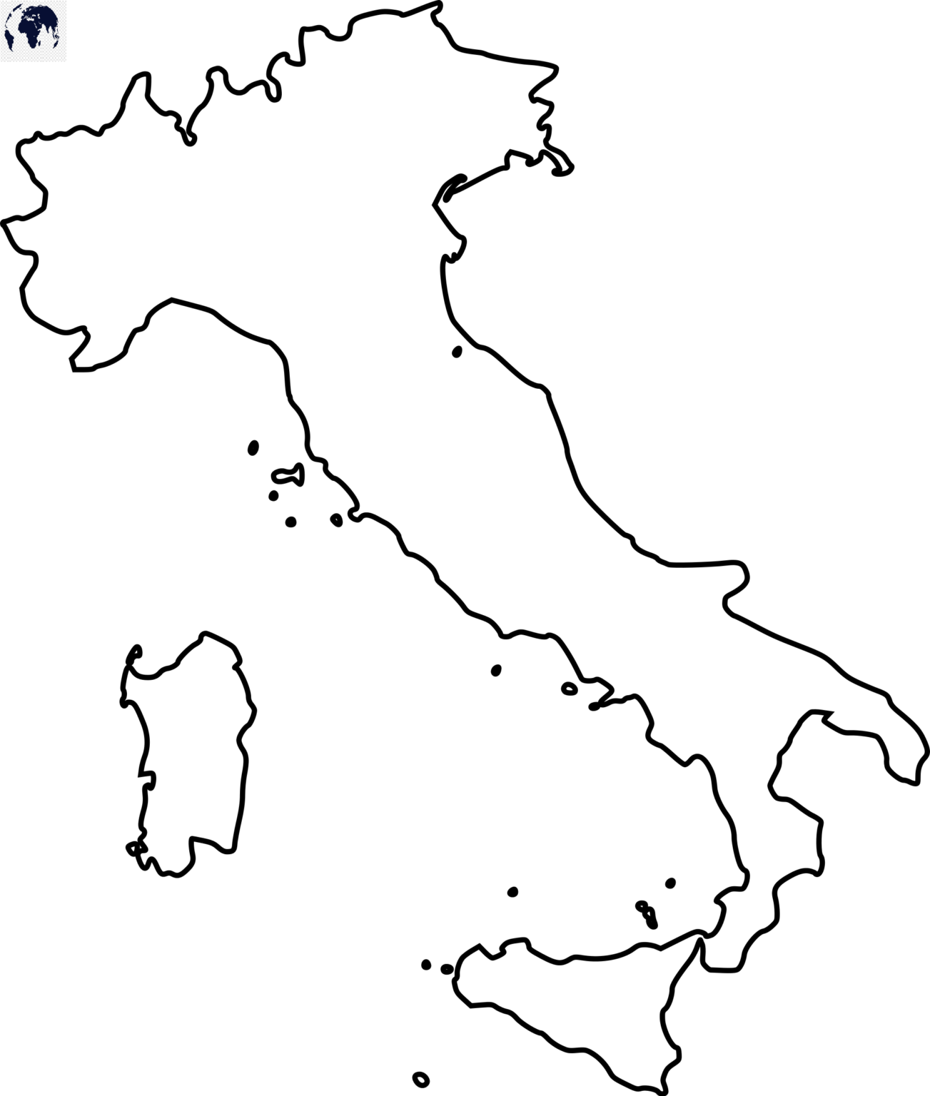Printable Map of Italy - Blank World Map