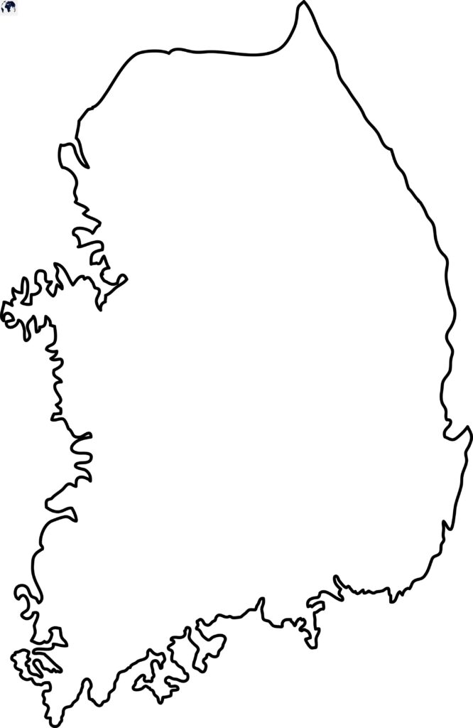 Printable Blank South Korea Map with Outline, Transparent Map