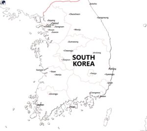 Printable Blank South Korea Map with Outline, Transparent Map