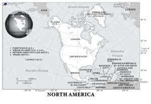 Free Printable Map of North America Physical Template PDF