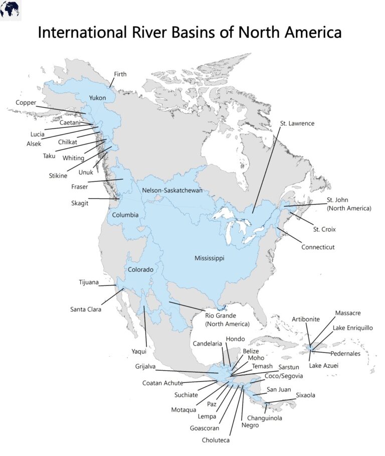 Free Printable Map of North America Rivers in PDF