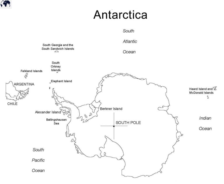 Printable Blank Antarctica Map with Outline, Transparent Map