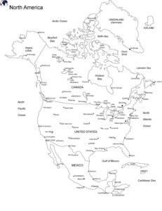 Printable Blank North America Map with Outline, Transparent Map