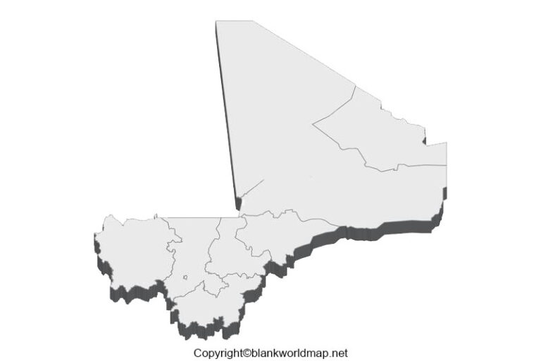 Printable Blank Mali Map with Outline, Transparent Map