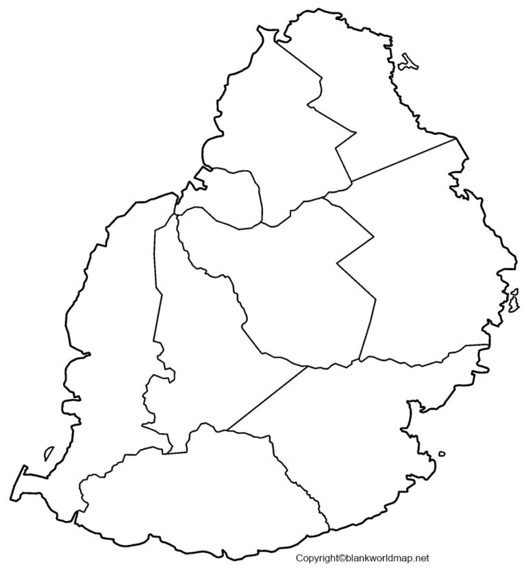 Printable Blank Mauritius Map Outline, Transparent Map